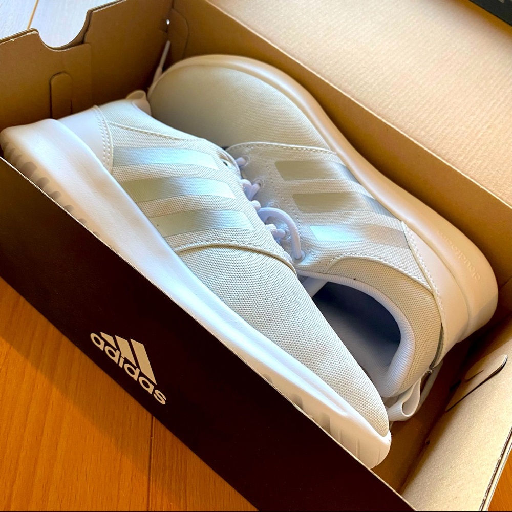 Adidas White Silver Grey Tennis Shoes. Brand New in Box. Never Worn. Canvas.